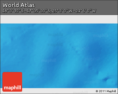 Physical 3D Map of the Area around 47° 49' 20" S, 24° 34' 30" W