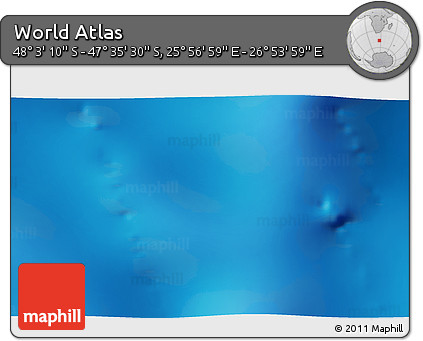 Physical 3D Map of the Area around 47° 49' 20" S, 26° 25' 29" E