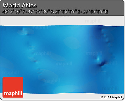 Physical 3D Map of the Area around 47° 49' 20" S, 26° 25' 29" E