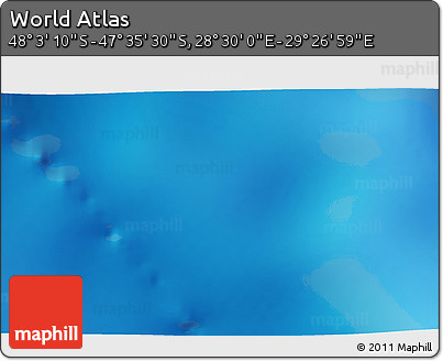 Physical 3D Map of the Area around 47° 49' 20" S, 28° 58' 30" E