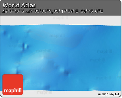 Physical 3D Map of the Area around 47° 49' 20" S, 35° 46' 29" E