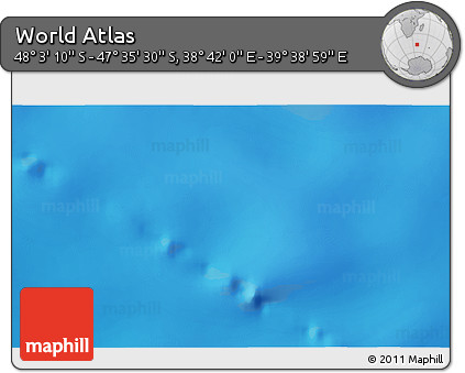 Physical 3D Map of the Area around 47° 49' 20" S, 39° 10' 29" E