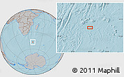 Gray Location Map of the area around 47° 49' 20" S, 39° 10' 29" E, hill shading
