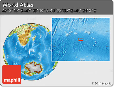 Physical Location Map of the Area around 47° 49' 20" S, 40° 52' 30" E