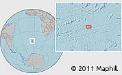 Gray Location Map of the area around 47° 49' 20" S, 4° 10' 30" W, hill shading