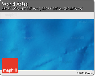 Shaded Relief 3D Map of the Area around 47° 49' 20" S, 55° 10' 29" W