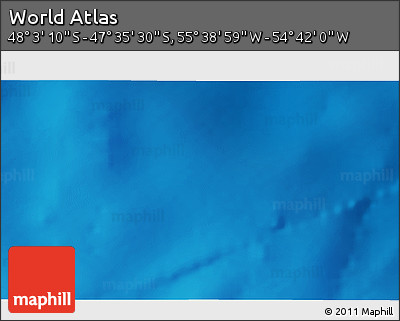 Shaded Relief 3D Map of the Area around 47° 49' 20" S, 55° 10' 29" W