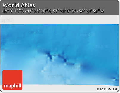 Physical 3D Map of the Area around 47° 49' 20" S, 56° 52' 30" W