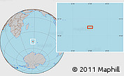 Gray Location Map of the area around 47° 49' 20" S, 57° 1' 29" E