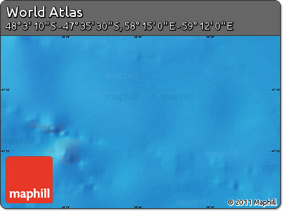 Physical Map of the Area around 47° 49' 20" S, 58° 43' 30" E