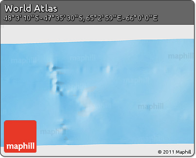 Shaded Relief 3D Map of the Area around 47° 49' 20" S, 65° 31' 30" E