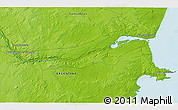 Physical 3D Map of the area around 47° 49' 20" S, 66° 13' 29" W