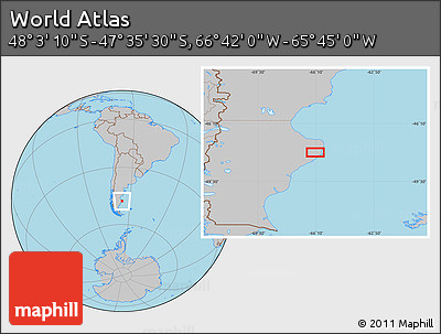 Gray Location Map of the Area around 47° 49' 20" S, 66° 13' 29" W