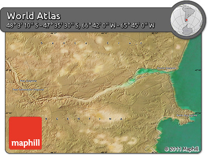 Satellite Map of the Area around 47° 49' 20" S, 66° 13' 29" W