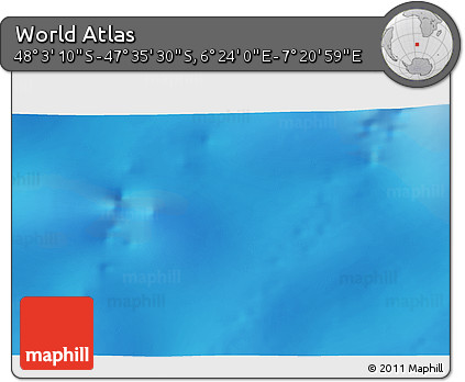 Physical 3D Map of the Area around 47° 49' 20" S, 6° 52' 30" E