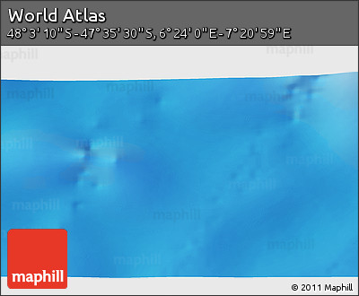 Physical 3D Map of the Area around 47° 49' 20" S, 6° 52' 30" E
