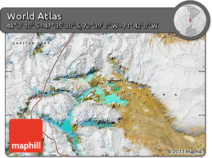 Satellite Map of the Area around 47° 49' 20" S, 72° 10' 30" W