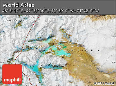 Satellite Map of the Area around 47° 49' 20" S, 72° 10' 30" W
