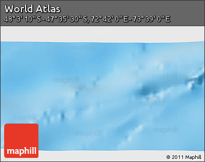 Physical 3D Map of the Area around 47° 49' 20" S, 73° 10' 30" E