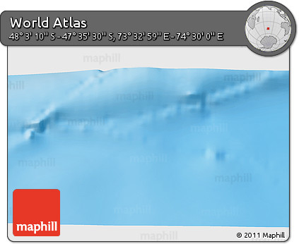 Physical 3D Map of the Area around 47° 49' 20" S, 74° 1' 30" E