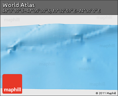 Physical 3D Map of the Area around 47° 49' 20" S, 74° 1' 30" E