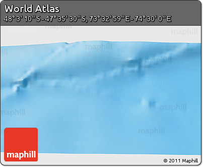 Physical 3D Map of the Area around 47° 49' 20" S, 74° 1' 30" E