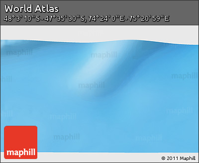 Physical 3D Map of the Area around 47° 49' 20" S, 74° 52' 30" E