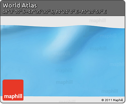 Physical 3D Map of the Area around 47° 49' 20" S, 74° 52' 30" E