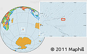 Political Location Map of the area around 47° 49' 20" S, 76° 34' 29" E