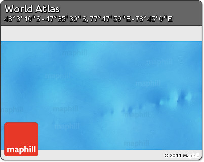 Shaded Relief 3D Map of the Area around 47° 49' 20" S, 78° 16' 30" E