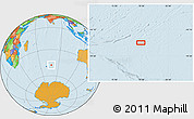 Political Location Map of the area around 47° 49' 20" S, 78° 16' 30" E