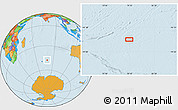 Political Location Map of the area around 47° 49' 20" S, 79° 7' 30" E