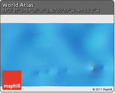 Physical 3D Map of the Area around 47° 49' 20" S, 82° 22' 30" W
