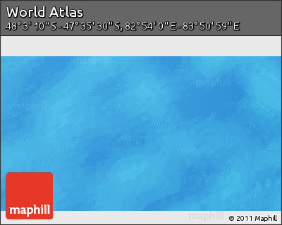 Physical 3D Map of the Area around 47° 49' 20" S, 83° 22' 30" E