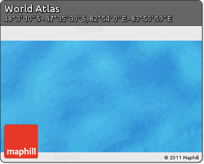 Physical 3D Map of the Area around 47° 49' 20" S, 83° 22' 30" E
