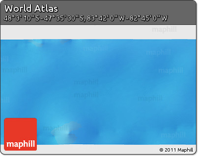 Physical 3D Map of the Area around 47° 49' 20" S, 83° 13' 29" W