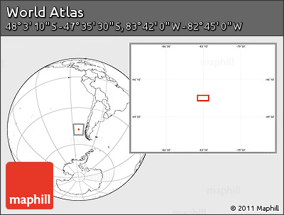 Blank Location Map of the Area around 47° 49' 20" S, 83° 13' 29" W