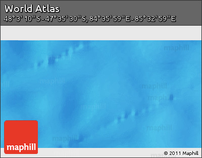 Physical 3D Map of the Area around 47° 49' 20" S, 85° 4' 29" E