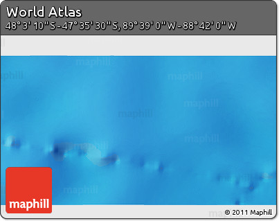 Shaded Relief 3D Map of the Area around 47° 49' 20" S, 89° 10' 30" W