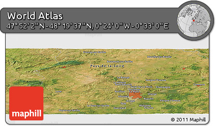 Satellite Panoramic Map of the Area around 48° 5' 50" N, 0° 4' 30" E