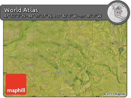Satellite Map of the Area around 48° 5' 50" N, 100° 13' 29" W