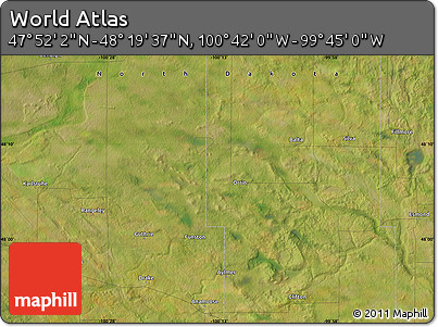 Satellite Map of the Area around 48° 5' 50" N, 100° 13' 29" W