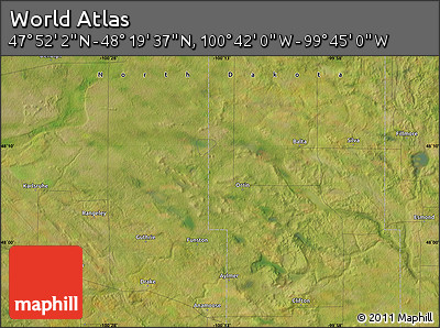Satellite Map of the Area around 48° 5' 50" N, 100° 13' 29" W
