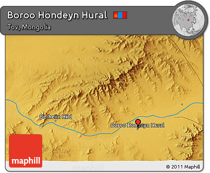 Physical 3D Map of Boroo Höndeyn Hural