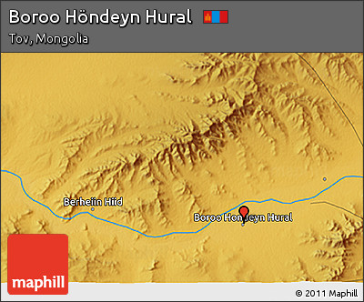 Physical 3D Map of Boroo Höndeyn Hural