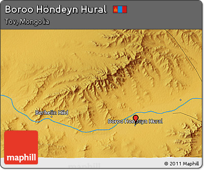 Physical 3D Map of Boroo Höndeyn Hural