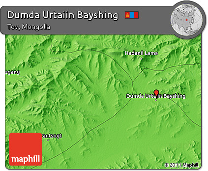Political 3D Map of Dumda Urtaiin Bayshing