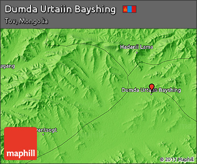 Political 3D Map of Dumda Urtaiin Bayshing