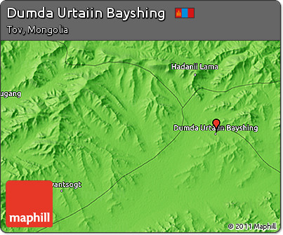 Political 3D Map of Dumda Urtaiin Bayshing