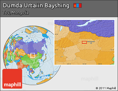 Political Location Map of Dumda Urtaiin Bayshing